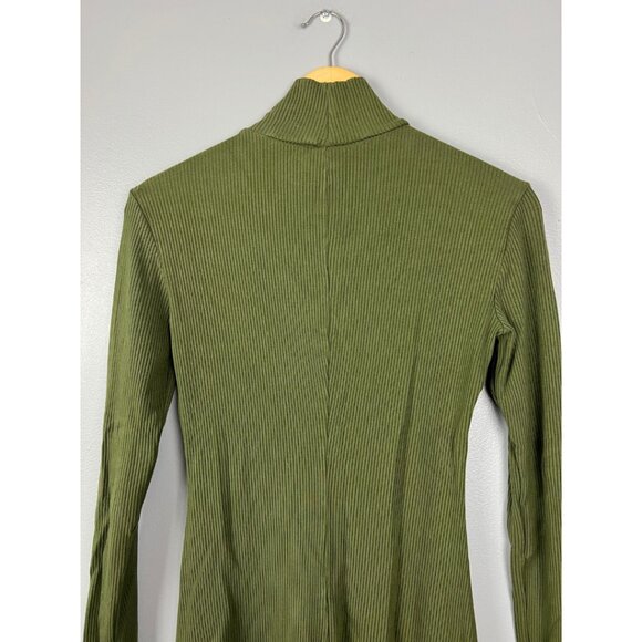 Reformation Ribbed Roberts Mini Dress Olive Green | Size Medium - Picture 5 of 6